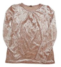 Svetloružové zamatové tričko H&M