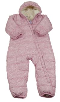 Nove- Svetloružová kvetovaná šušťáková zimná kombinéza s kapucňou Lily & Dan