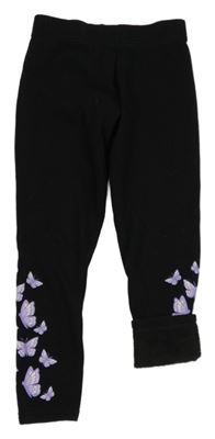 Černé zateplené legíny s motýlky Primark