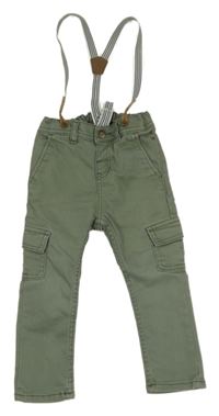 Khaki skinny rifle s trakami H&M