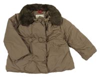 Hnědá šusťáková zateplená bunda s odepínací kožešinou Zara