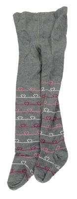 Sivo-ružové pančuchy so srdiečkami