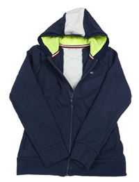 Tmavomodrá propínací mikina s logem a kapucí Tommy Hilfiger