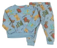 2 set - Modrá mikina s pejsky + tepláky F&F