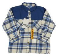 Nové - smetanovo-tmavomodrá kostkovaná košile Zara