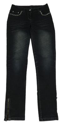 Tmavomodré skinny rifle s plíšky C&A