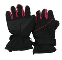 Černo-růžové šusťákové zimní rukavice