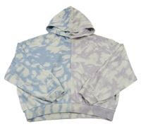 Fialovo-modro-biela batikovaná crop mikina s kapucňou H&M