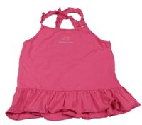 Růžový top s volánkem a nápisem Reserved