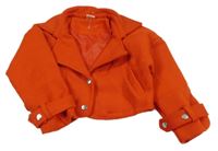 Červený flaušový crop kabátek