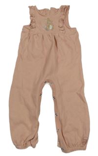 Světlerůžový teplákový overal s králíkem a volánky 