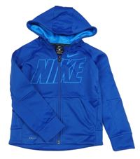 Modrá sportovní funkční propínací mikina s logem a kapucí Nike