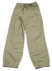 Béžové cuff plátěné kalhoty H&M