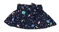 Tmavomodrá sukňa s vesmírom