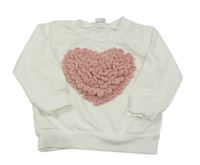 Bílá lehká mikina s růžovým srdcem 