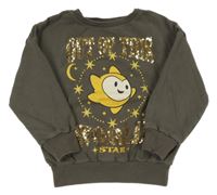 Hnedá mikina so zlatým nápisem z flitrů Next