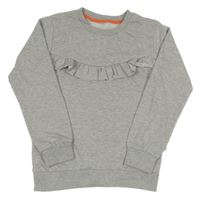 Sivá melírovaná mikina s volánikom