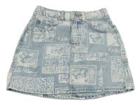 Modro-biela rifľová sukňa s Mickeym H&M