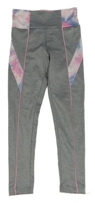 Šedé melírované sportovní legíny s růžovým pruhem Primark
