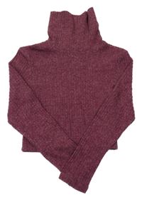 Vínový crop sveter s rolákom Primark