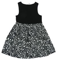 Čierno-biele bavlněno/plátěné šaty so vzorovanou sukní George