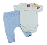 2set - Mintové body s nápisem + modré tepláky 