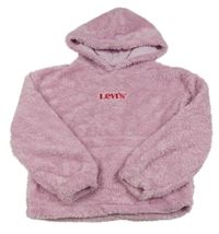 Růžová chlupatá mikina s logem a kapucí Levi´s