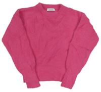 Ružový chlpatý crop sveter Primark