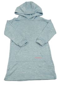 Svetlomodré melírované úpletové šaty s kapucňou Nutmeg