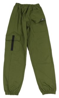 Khaki cargo cuff nohavice s nášivkou