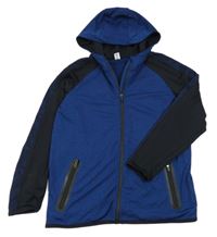 Tmavomdoro-čierna melírovaná thermo mikina s kapucňou Yigga