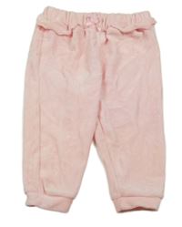 Ružové zamatové tepláky s volánikmi