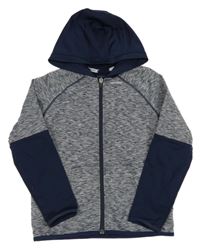 Tmavomodro-biela melírovaná prepínaci športová mikina s kapucňou Artengo