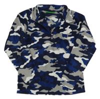 Tmavomodro-sivo-biela fleecová army funkčná mikina Mountain Warehouse