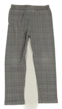 Čierno-bielo-ružové kockované legíny Topolino