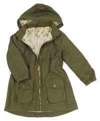 Khaki plátenná jarná parka s kapucňou H&M