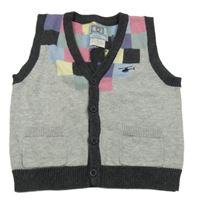 Sivo-farebná svetrová vesta s lietadlom 