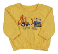 Horčicová mikina s bagrami Primark