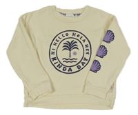 Smetanová mikina s palmou a nápisy 