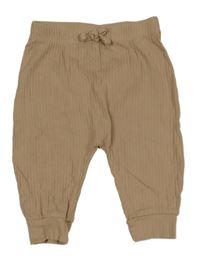 Béžové rebrované tepláky Tu