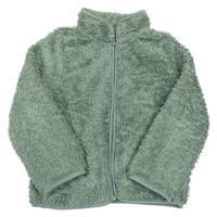 Zelená chlupatá propínací mikina H&M
