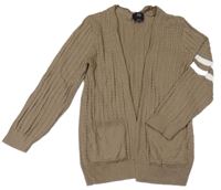 Hnedý rebrovaný svetrový cardigan s pruhmi River Island