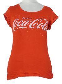 Dámske červené tričko s logom a kamienkami Coca Cola