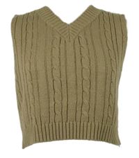 Dámska béžová vzorovaná crop svetrová vesta Shein