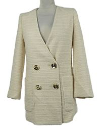 Dámský smetanový třpytivý sakový kabát Zara 