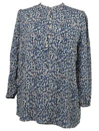 Dámska modro-biela vzorovaná blúzka