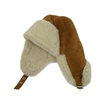 Dámská béžovo-bílá semišová kožená beranice so smotanovým kožúškom