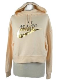 Dámska svetloružová crop mikina s logom a kapucňou Nike