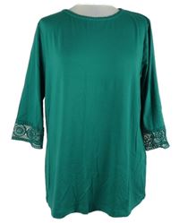 Dámske tmavozelené tričko s čipkou