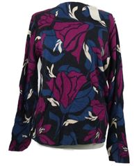 Nové - Dámský tmavošedo-purpurovo-modrý květovaný svetr M&S